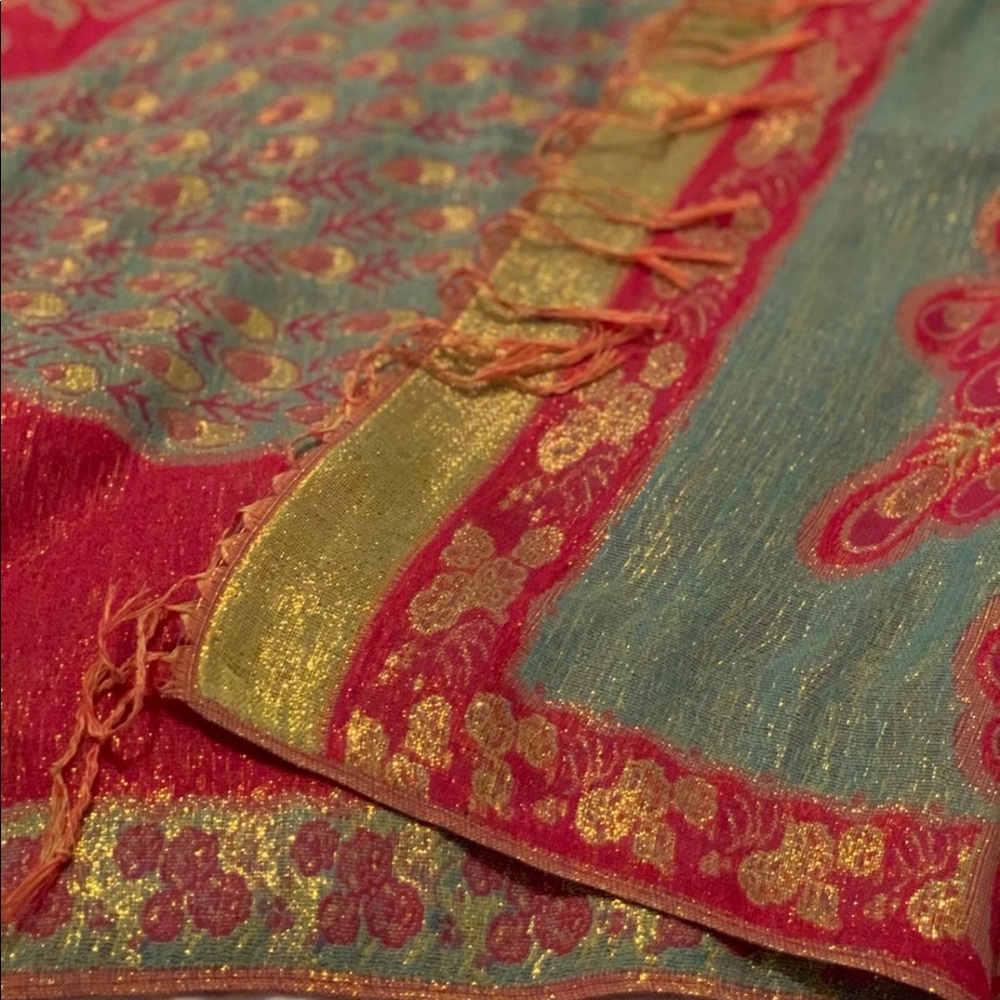 Reversible Peacock Design Scarf / Shawl / Wrap
